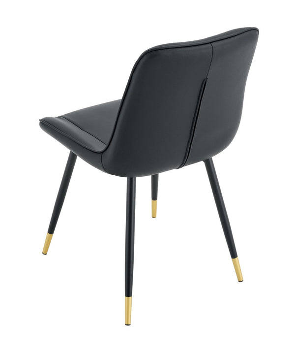 English Elm Dining Chairs Set of 4 PU Leather High Back Gold Tipped Legs Modern Glam Seating Black W3493P444952