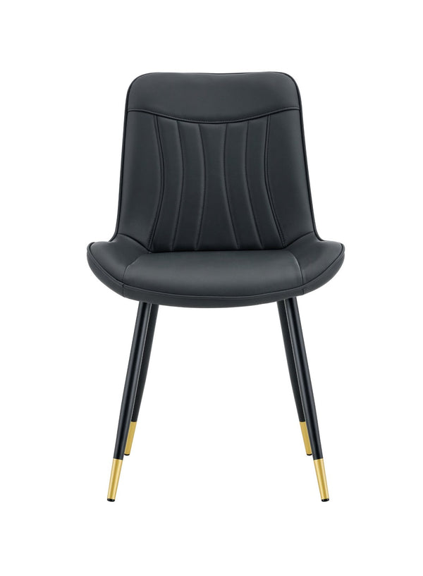 English Elm Dining Chairs Set of 4 PU Leather High Back Gold Tipped Legs Modern Glam Seating Black W3493P444952
