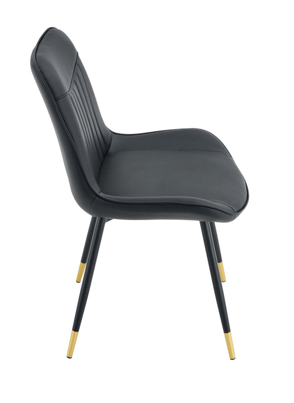 English Elm Dining Chairs Set of 4 PU Leather High Back Gold Tipped Legs Modern Glam Seating Black W3493P444952