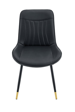 English Elm Dining Chairs Set of 4 PU Leather High Back Gold Tipped Legs Modern Glam Seating Black W3493P444952