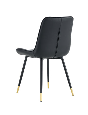 English Elm Dining Chairs Set of 4 PU Leather High Back Gold Tipped Legs Modern Glam Seating Black W3493P444952