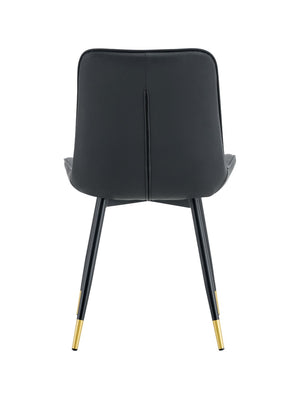 English Elm Dining Chairs Set of 4 PU Leather High Back Gold Tipped Legs Modern Glam Seating Black W3493P444952