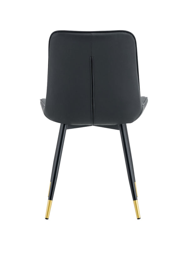 English Elm Dining Chairs Set of 4 PU Leather High Back Gold Tipped Legs Modern Glam Seating Black W3493P444952