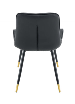 English Elm Dining Chairs Set of 4 PU Leather High Back Gold Tipped Legs Modern Glam Seating Black W3493P444952