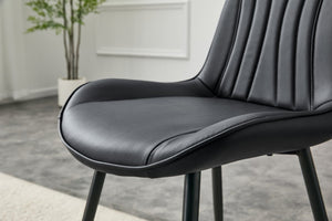 English Elm Dining Chairs Set of 4 PU Leather High Back Gold Tipped Legs Modern Glam Seating Black W3493P444952