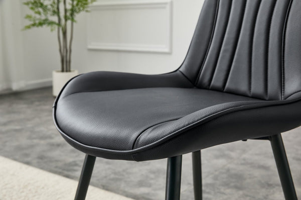 English Elm Dining Chairs Set of 4 PU Leather High Back Gold Tipped Legs Modern Glam Seating Black W3493P444952