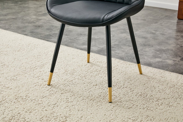 English Elm Dining Chairs Set of 4 PU Leather High Back Gold Tipped Legs Modern Glam Seating Black W3493P444952