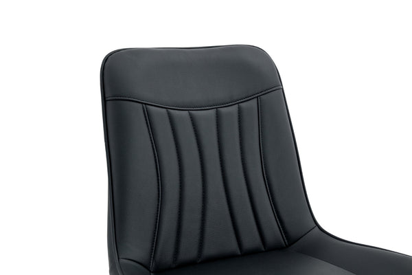 English Elm Dining Chairs Set of 4 PU Leather High Back Gold Tipped Legs Modern Glam Seating Black W3493P444952