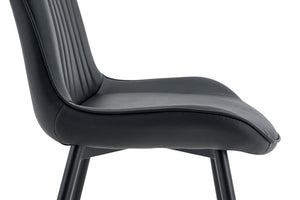 English Elm Dining Chairs Set of 4 PU Leather High Back Gold Tipped Legs Modern Glam Seating Black W3493P444952
