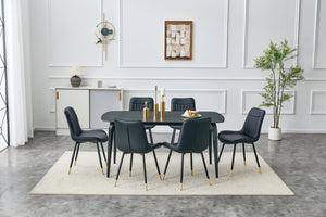 English Elm Dining Chairs Set of 2 Leathaire High Back with Gold Accent Legs for Modern Rooms Black W3493P444956
