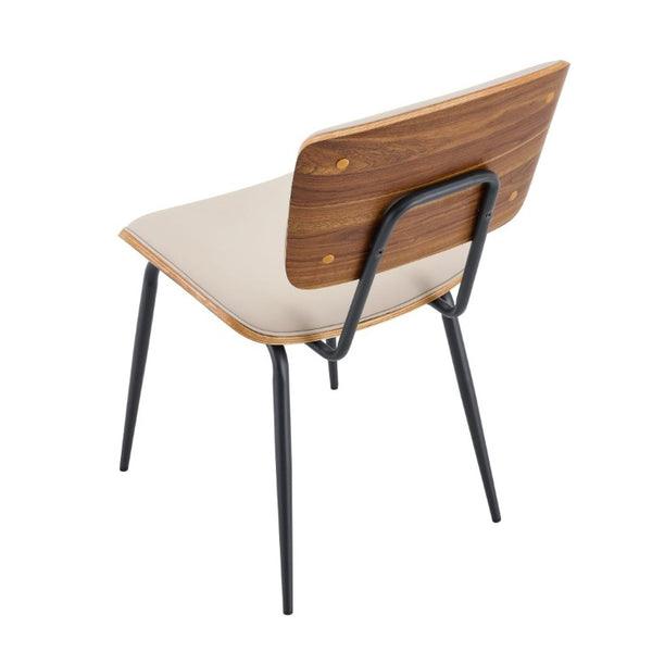English Elm Dining Chairs Set of 2 Faux Leather Walnut Backrest Mid-Century Metal Legs White W3493P449198
