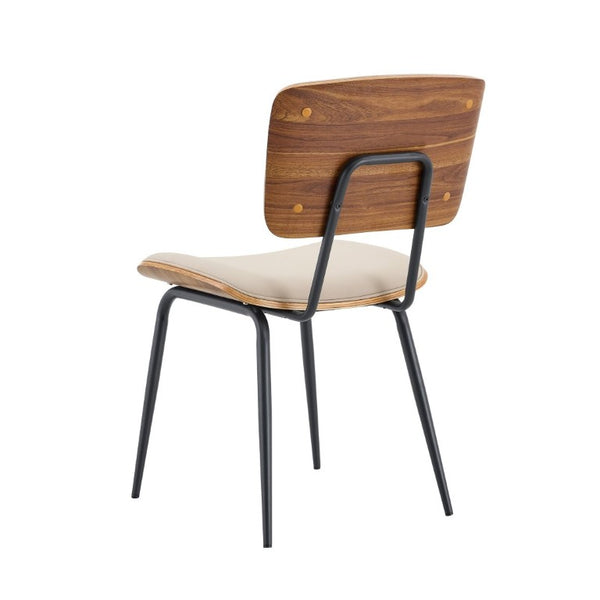 English Elm Dining Chairs Set of 2 Faux Leather Walnut Backrest Mid-Century Metal Legs White W3493P449198