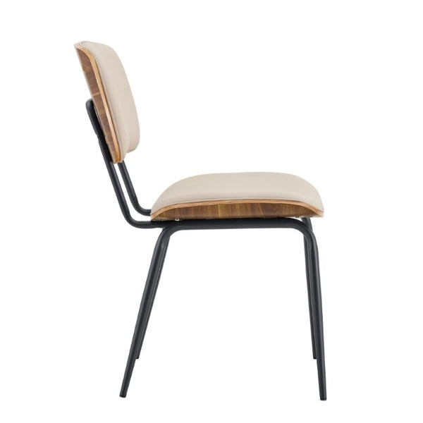 English Elm Dining Chairs Set of 2 Faux Leather Walnut Backrest Mid-Century Metal Legs White W3493P449198