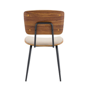 English Elm Dining Chairs Set of 2 Faux Leather Walnut Backrest Mid-Century Metal Legs White W3493P449198
