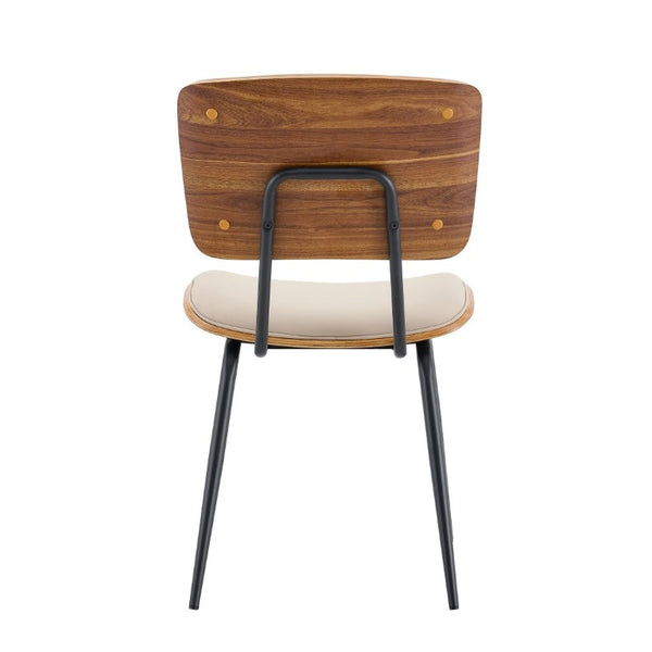 English Elm Dining Chairs Set of 2 Faux Leather Walnut Backrest Mid-Century Metal Legs White W3493P449198