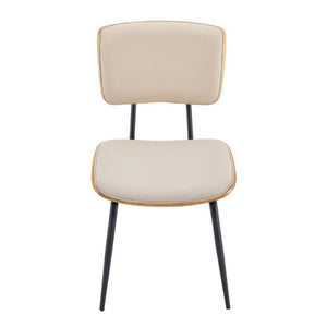 English Elm Dining Chairs Set of 2 Faux Leather Walnut Backrest Mid-Century Metal Legs White W3493P449198