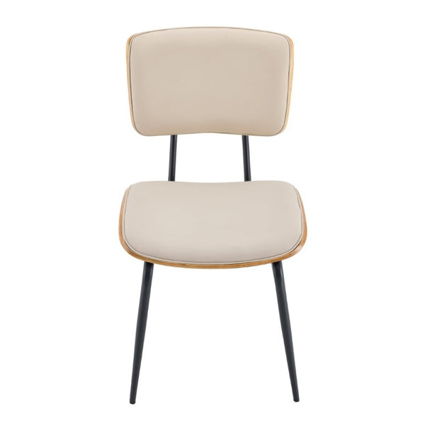 English Elm Dining Chairs Set of 2 Faux Leather Walnut Backrest Mid-Century Metal Legs White W3493P449198