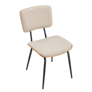 English Elm Dining Chairs Set of 2 Faux Leather Walnut Backrest Mid-Century Metal Legs White W3493P449198