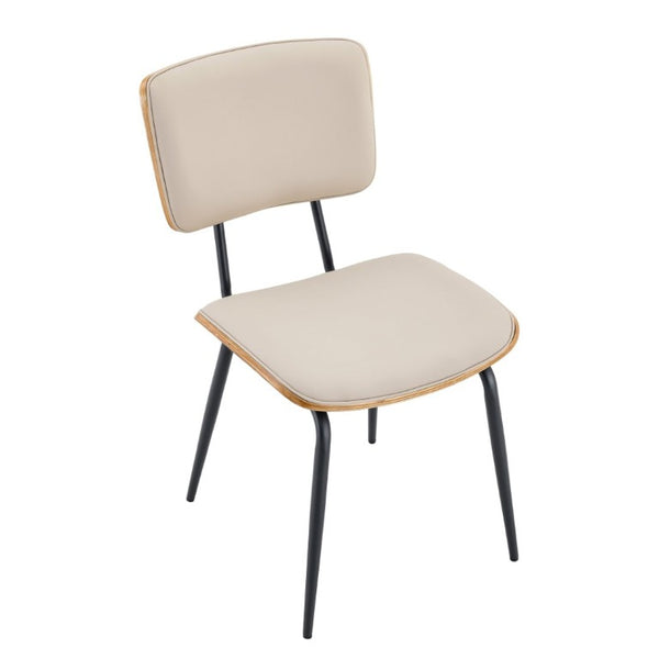 English Elm Dining Chairs Set of 2 Faux Leather Walnut Backrest Mid-Century Metal Legs White W3493P449198