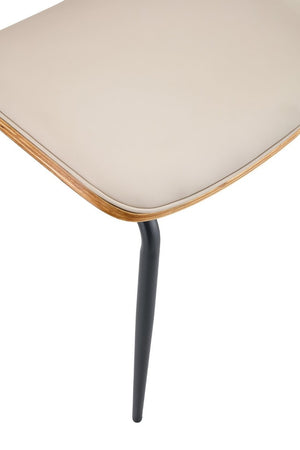 English Elm Dining Chairs Set of 2 Faux Leather Walnut Backrest Mid-Century Metal Legs White W3493P449198