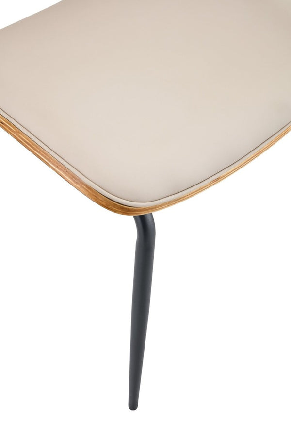 English Elm Dining Chairs Set of 2 Faux Leather Walnut Backrest Mid-Century Metal Legs White W3493P449198