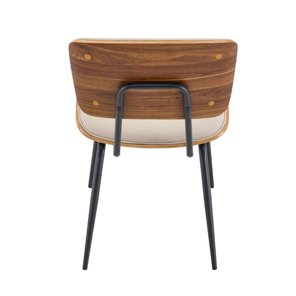 English Elm Dining Chairs Set of 2 Faux Leather Walnut Backrest Mid-Century Metal Legs White W3493P449198