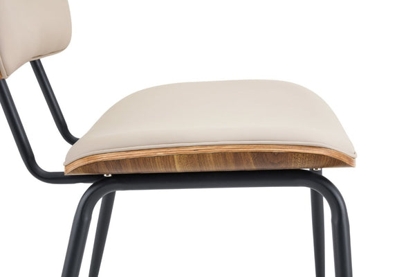 English Elm Dining Chairs Set of 2 Faux Leather Walnut Backrest Mid-Century Metal Legs White W3493P449198