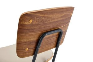 English Elm Dining Chairs Set of 2 Faux Leather Walnut Backrest Mid-Century Metal Legs White W3493P449198
