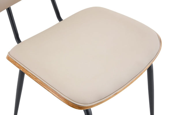 English Elm Dining Chairs Set of 2 Faux Leather Walnut Backrest Mid-Century Metal Legs White W3493P449198