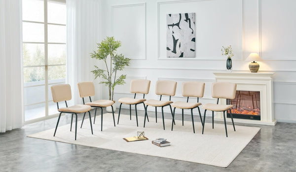 English Elm Dining Chairs Set of 2 Faux Leather Walnut Backrest Mid-Century Metal Legs White W3493P449198
