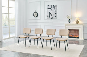 English Elm Dining Chairs Set of 2 Faux Leather Walnut Backrest Mid-Century Metal Legs White W3493P449198