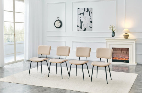English Elm Dining Chairs Set of 2 Faux Leather Walnut Backrest Mid-Century Metal Legs White W3493P449198