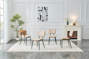 English Elm Dining Chairs Set of 2 Faux Leather Walnut Backrest Mid-Century Metal Legs White W3493P449198