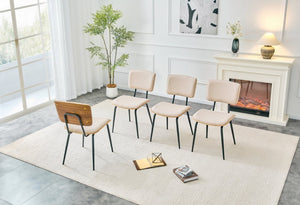 English Elm Dining Chairs Set of 2 Faux Leather Walnut Backrest Mid-Century Metal Legs White W3493P449198