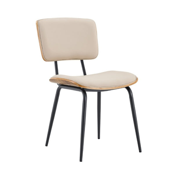 English Elm Dining Chairs Set of 2 Faux Leather Walnut Backrest Mid-Century Metal Legs White W3493P449198