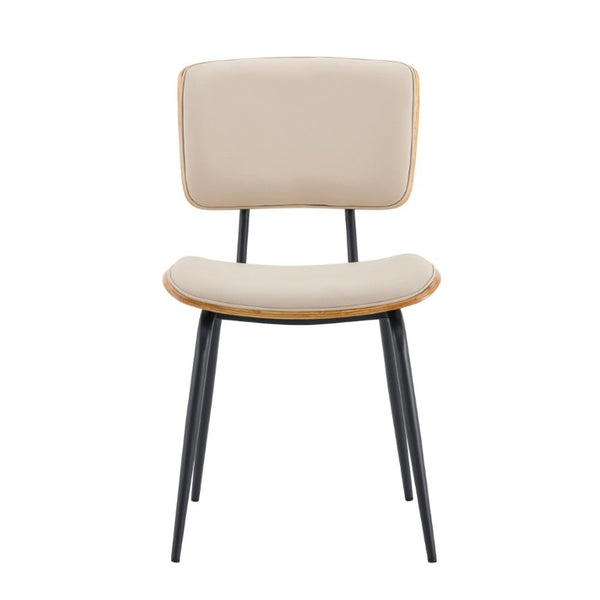 English Elm Dining Chairs Set of 2 Faux Leather Walnut Backrest Mid-Century Metal Legs White W3493P449198