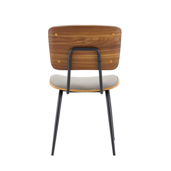 English Elm Dining Chair Set of 4 Pu Leather Seat Walnut Veneer Back Mid-century Metal Legs Light Gray W3493P449225