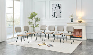 English Elm Dining Chair Set of 4 Pu Leather Seat Walnut Veneer Back Mid-century Metal Legs Light Gray W3493P449225