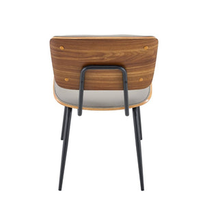English Elm Dining Chairs Set of 2 Faux Leather Walnut Backrest Mid-Century Metal Legs Light Gray W3493P449228