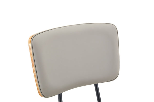 English Elm Dining Chairs Set of 2 Faux Leather Walnut Backrest Mid-Century Metal Legs Light Gray W3493P449228