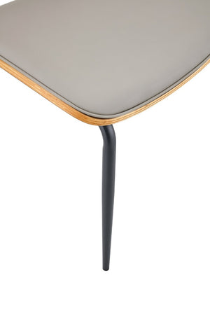 English Elm Dining Chairs Set of 2 Faux Leather Walnut Backrest Mid-Century Metal Legs Light Gray W3493P449228