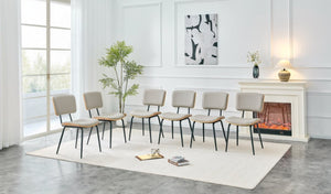 English Elm Dining Chairs Set of 2 Faux Leather Walnut Backrest Mid-Century Metal Legs Light Gray W3493P449228