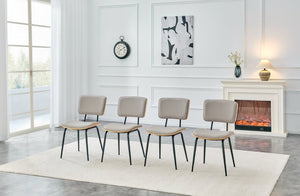 English Elm Dining Chairs Set of 2 Faux Leather Walnut Backrest Mid-Century Metal Legs Light Gray W3493P449228
