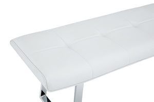 English Elm Dining Bench Faux Leather Upholstered with Arched Electroplated Legs for Modern Rooms W3493P449285
