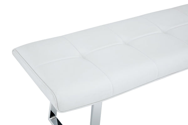 English Elm Dining Bench Faux Leather Upholstered with Arched Electroplated Legs for Modern Rooms W3493P449285