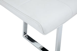 English Elm Dining Bench Faux Leather Upholstered with Arched Electroplated Legs for Modern Rooms W3493P449285