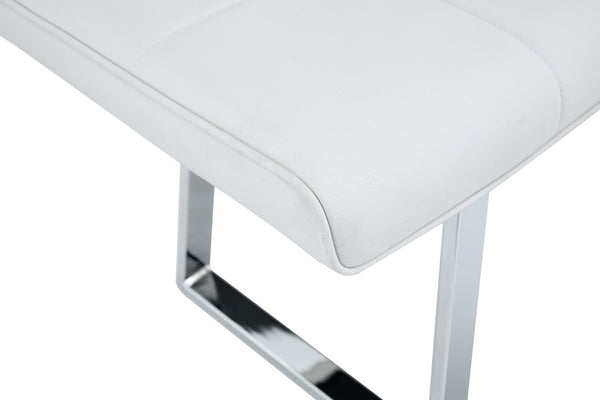 English Elm Dining Bench Faux Leather Upholstered with Arched Electroplated Legs for Modern Rooms W3493P449285
