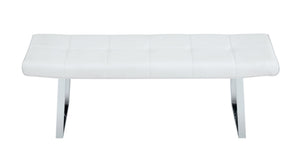 English Elm Dining Bench Faux Leather Upholstered with Arched Electroplated Legs for Modern Rooms W3493P449285