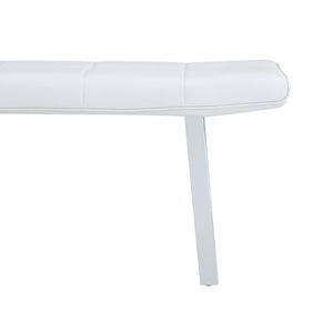 English Elm Dining Bench Faux Leather Upholstered with Arched Electroplated Legs for Modern Rooms W3493P449285