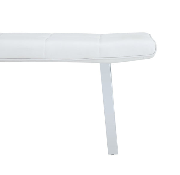 English Elm Dining Bench Faux Leather Upholstered with Arched Electroplated Legs for Modern Rooms W3493P449285